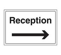 V Safety 72033BA-S'Reception/Arrow Right' Sign, Landscape, 300 mm x 200 mm (Pack of 3)