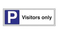 V Safety 74033BJ-R Visitors Only Parking Sign - Landscape - 450mm x 150mm - 1mm Rigid Plastic, Black/Blue (Pack of 4)