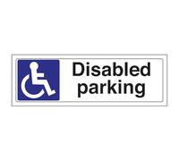 V Safety 74037AX-R Disabled Parking Parking Sign - Landscape - 300mm x 100mm - 1mm Rigid Plastic, Black/Blue