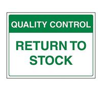 V Safety 75007BF-S'Return To Stock' Sign, Landscape, 400 mm x 300 mm (Pack of 3)