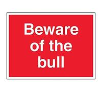 V Safety 76018BF-S'Beware Of The Bull' Sign, Landscape, 400 mm x 300 mm (Pack of 3)
