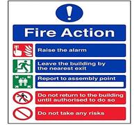 V Safety A4 Fire Action 5 Message Risks Sign, 210 x 297 mm