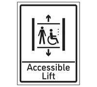 V Safety Accessible Lift 150 x 200 mm - 2mm Super-Tough Rigid Plastic Safety Sign