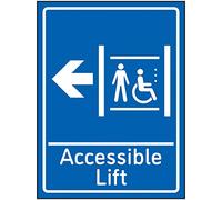 V Safety Accessible Lift Arrow Left Sign - 150x200 mm - 2 mm Super Strong PETG