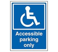 V Safety Accessible Parking Only 200 x 300 mm - Blue Rigid Plastic Safety Sign