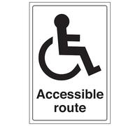 V Safety Accessible Route 300 x 400 mm - Self Adhesive Vinyl - Aluminium Effect Safety Sign