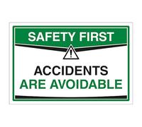 V Safety Accidents Are Avoidable 300 x 200 mm - 2mm Super-Tough Rigid Plastic Safety Sign