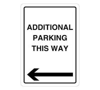 V Safety Additional Parking This Way - Arrow Left 210 x 297 mm (A4) - Glow In The Dark 1mm Rigid Plastic Safety Sign