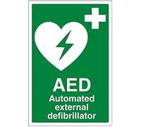 V Safety AED Auto External Defibrillator Sign - 200mm x 300mm - Self Adhesive Vinyl