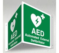 V Safety AED Automated External Defibrillator - 3D Corridor Sign 340 x 150 mm - 3mm Indoor Palboard Safety Sign