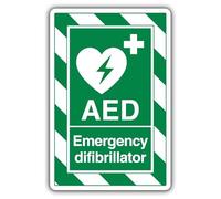 V Safety AED Emergency Defibrillator - ExtraViz 250 x 350 mm - 3mm Aluminium Composite Safety Sign