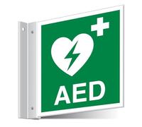 V Safety AED First Aid Corridor Sign 150 x 150 mm - 3mm Indoor Palboard Safety Sign
