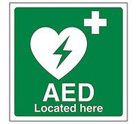 V Safety AED Located Here - 150mm x 150mm - Self Adhesive Vinyl