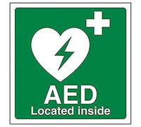 V Safety AED Located Inside - 150mm x 150mm - Window Sticker