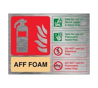 V Safety AFF Foam Extinguisher - Landscape 200 x 150 mm - 1.6mm Aluminium Effect Rigid Plastic Safety Sign