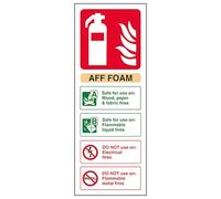 V Safety AFF Foam Fire Extinguisher 100 x 280 mm - 2mm Rigid Plastic Safety Sign