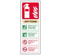 V Safety Aff Foam Fire Extinguisher Safety Sign - Adhesive Vinyl 75X200mm (X3)