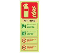 V Safety Aff Foam Fire Extinguisher Safety Sign Glow In The Dark 75X200mm (X3)