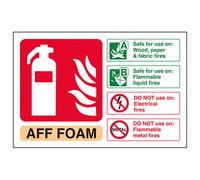 V Safety Aff Foam Fire Extinguisher Safety Sign - Rigid Plastic 150X100mm (X3)