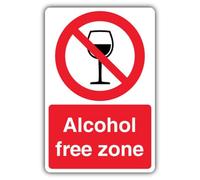 V Safety Alcohol Free Zone Sign - 150 x 200 mm - Super Tough 2mm Rigid Plastic - Prohibition Signage - Made in Britain