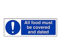 V Safety All food must be covered and dated-300x100mm-Magnetic Safety Sign