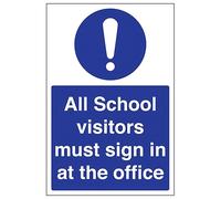 V Safety All School Visitors Must Sign In At Office 200 x 300mm - 1mm Rigid Plastic Safety Sign