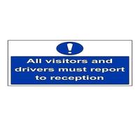 V Safety All Visitor And Driver Must Report To Reception Sign - 400mm x 300mm - 1mm Rigid Plastic