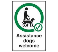 V Safety Assistance Dogs Welcome 150 x 200 mm - Face Adhesive Window Sticker Safety Sign