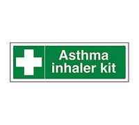 V Safety Asthma Inhaler Kit Sign - 300mm x 100mm - 1mm Rigid Plastic