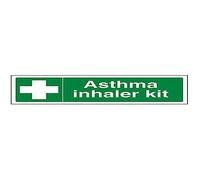 V Safety Asthma Inhaler Kit Sign - 300mm x 100mm - Self Adhesive Vinyl