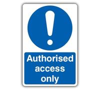 V Safety Authorised Access Only - Mandatory Exclamation Safety Sign - 300 x 450 mm - Glow In The Dark Self Adhesive Vinyl