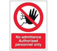 V Safety Authorised Personnel Only - Portrait 150 x 200 mm - 3mm Brushed Aluminium Composite Safety Sign