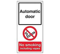 V Safety Automatic Door - No Smoking Inc Vapes - 150mm x 300mm - Self Adhesive Vinyl