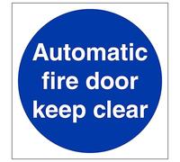 V Safety Automatic Fire Door Keep Clear 150 x 150 mm - 2mm Rigid Plastic Safety Sign