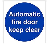 V Safety Automatic Fire Door Keep Clear Mandatory Sign - 150mm x 150mm - Self Adhesive Vinyl