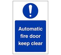 V Safety Automatic Fire Door Keep Clear - Portrait 150 x 200 mm - Self Adhesive Vinyl - Aluminium Effect Safety Sign