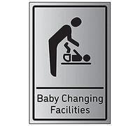 V Safety Baby Changing Facilities - 200mm x 300mm - Self Adhesive Aluminium Effect