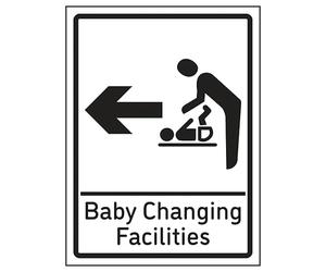 V Safety Baby Changing Facilities Arrow Left 200 x 300mm - 2mm Rigid Plastic Safety Sign