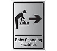 V Safety Baby Changing Facilities Arrow Right - 200mm x 300mm - 3mm Brushed Aluminium Composite