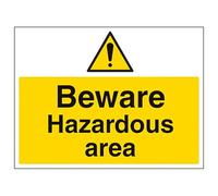 V Safety Beware Hazardous Area - Large Landscape 400 x 300 mm - 2mm Rigid Plastic Safety Sign