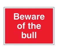 V Safety Beware Of The Bull Farming Warning Sign - Rigid Plastic 400X300mm (X3)
