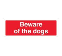 V Safety Beware Of The Dogs - Landscape 300 x 100 mm - 2mm Rigid Plastic Safety Sign