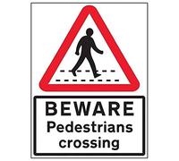 V Safety Beware Pedestrian Crossing - 3 mm AlumComp RA1 Anti Graffiti - 450 x 600 mm Safety Sign