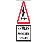 V Safety Beware Pedestrian Crossing w/channel - 3 mm AluComp RA1 AntiGraff - 450 x 600 mm Safety Sign