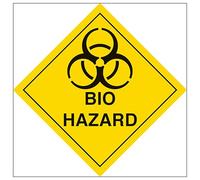 V Safety Bio Hazard 100 x 100 mm - Glow In The Dark 1mm Rigid Plastic Safety Sign