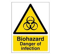 V Safety Biohazard Danger of Infection - Portrait 150 x 200 mm - Glow In The Dark Self Adhesive Vinyl Safety Sign
