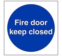 V Safety,Blue,18017AF-S Fire Door Keep Closed Sign - Square - 100mm x 100mm - Self Adhesive Vinyl