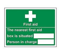 V Safety Box Situated/Person In Charge Sign - 200mm x 150mm - Self Adhesive Vinyl