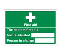 V Safety Box Situated/Person In Charge Sign - 300mm x 200mm - 1mm Rigid Plastic