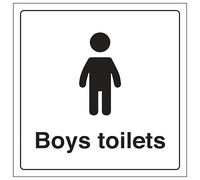 V Safety Boys Toilets 200 x 200 mm - 2mm Rigid Plastic Safety Sign